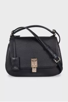 Black leather satchel