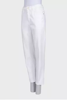 White mom fit jeans with rhinestones