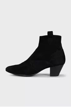 Black suede Cossack boots