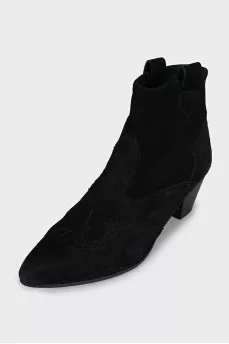Black suede Cossack boots