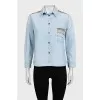 Denim jacket with abstract print