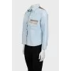 Denim jacket with abstract print
