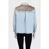 Denim jacket with abstract print
