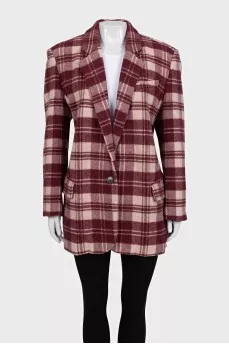 Red cropped wool coat