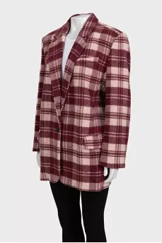 Red cropped wool coat