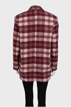 Red cropped wool coat