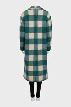 Green coat with a checkered print