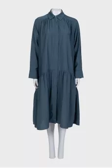 Blue loose-fitting dress with buttons