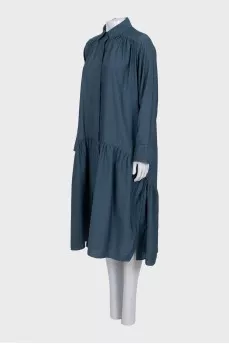 Blue loose-fitting dress with buttons