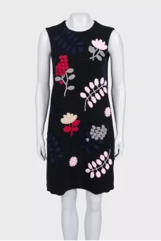 Black dress with floral embroidery