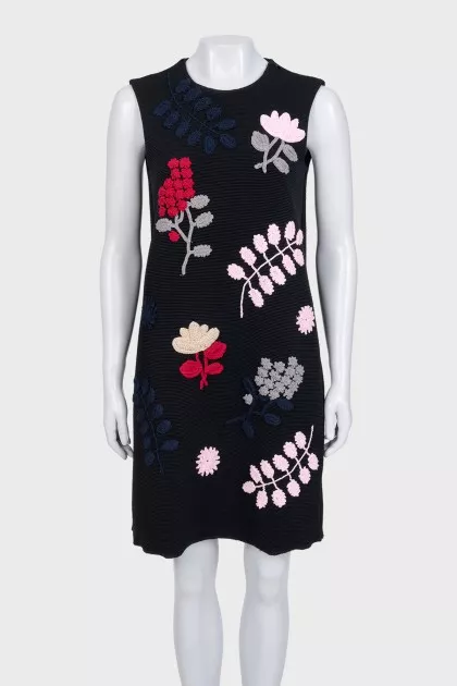 Black dress with floral embroidery