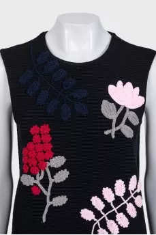 Black dress with floral embroidery
