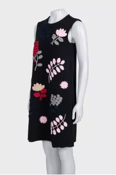 Black dress with floral embroidery