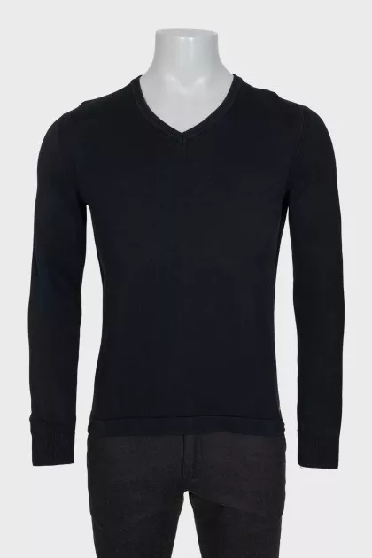 Men's black straight-cut pullover