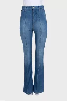 Blue jeans with a crease