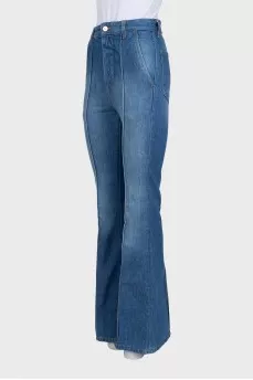 Blue jeans with a crease
