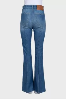 Blue jeans with a crease