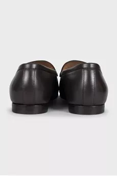 Men's brown leather loafers with embossing