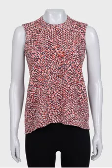 Straight sleeveless printed blouse