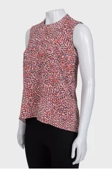 Straight sleeveless printed blouse