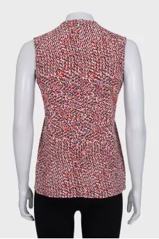 Straight sleeveless printed blouse