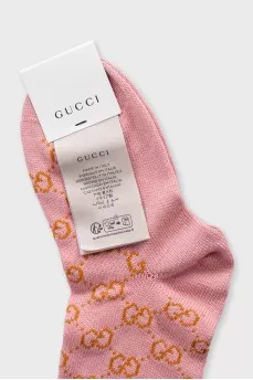 Pink printed socks with tag