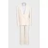 Beige straight-cut suit
