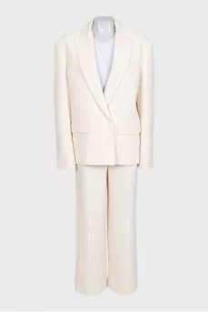 Beige straight-cut suit