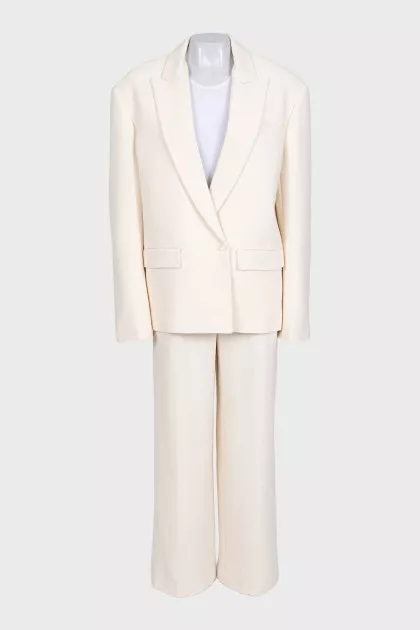 Beige straight-cut suit