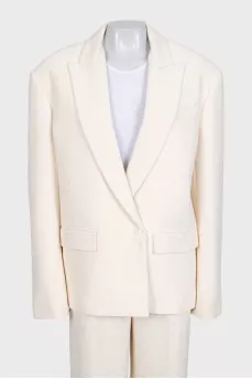 Beige straight-cut suit