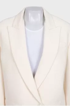 Beige straight-cut suit