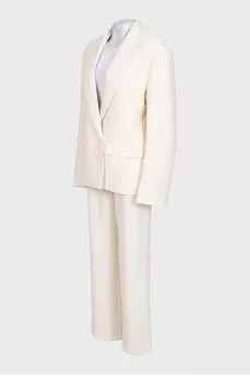 Beige straight-cut suit