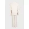 Beige straight-cut suit