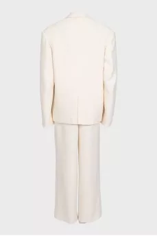 Beige straight-cut suit