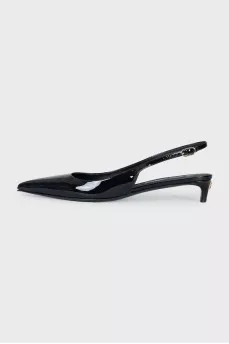 Black patent leather slingbacks