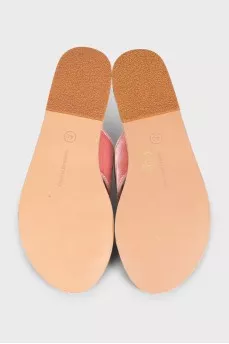 Pink velvet flip-flops