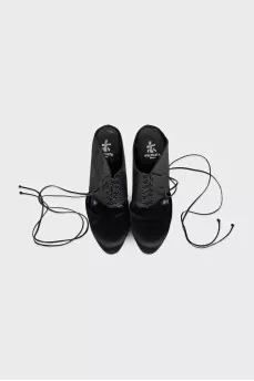 Leather and textile mules with laces
