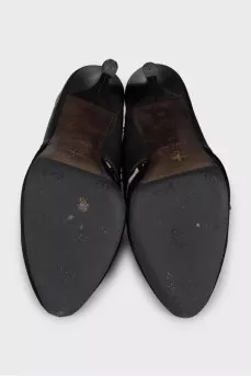 Leather and textile mules with laces