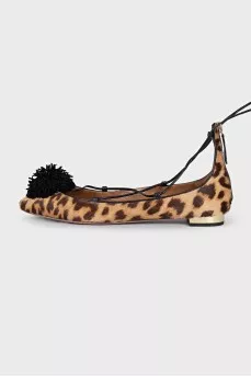 Pony skin ballet flats with print