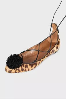 Pony skin ballet flats with print