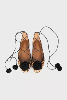 Pony skin ballet flats with print