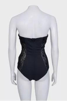 Bodysuit with transparent inserts