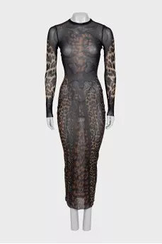 Black animal print maxi dress