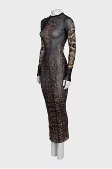 Black animal print maxi dress