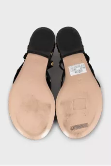 Black suede sandals with rhinestones