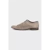 Men's suede shoes with braiding