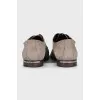 Men's suede shoes with braiding