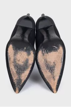 Black textile ankle boots