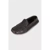 Men's brown leather loafers with logo