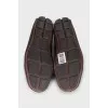 Men's brown leather loafers with logo